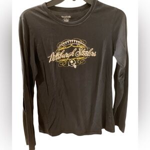 Reebok Pittsburgh steelers black long sleeve tee athletic small nfl football